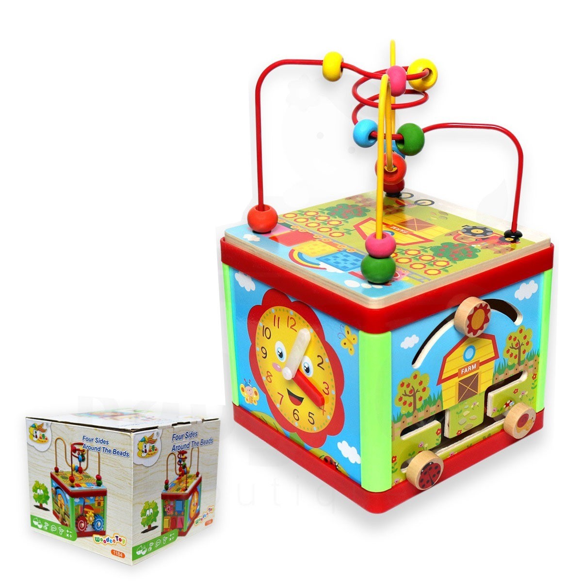 Didaktinis medinis kūbas su užduotimis