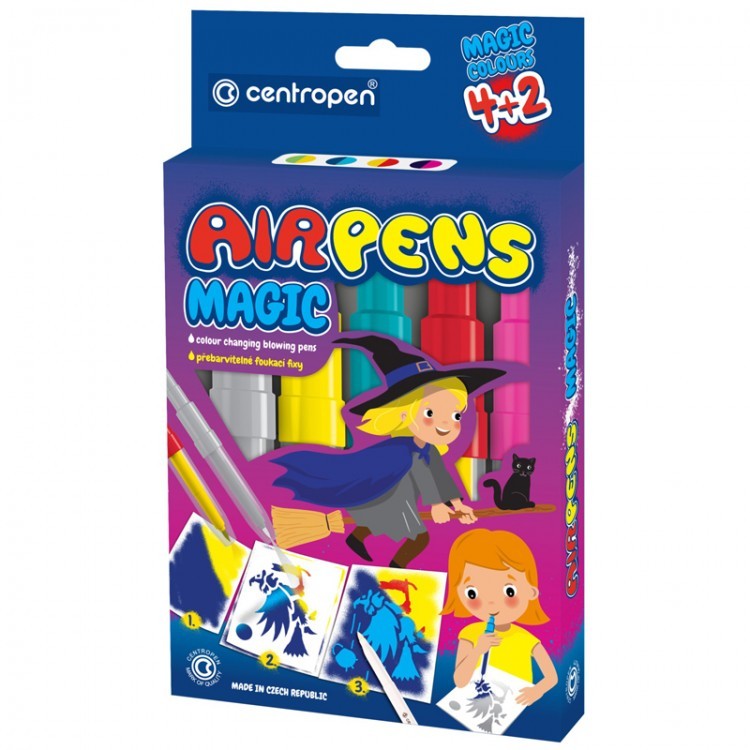 Pučiamų flomasterių'' Airpens Magic'' rinkinys 4+2sp