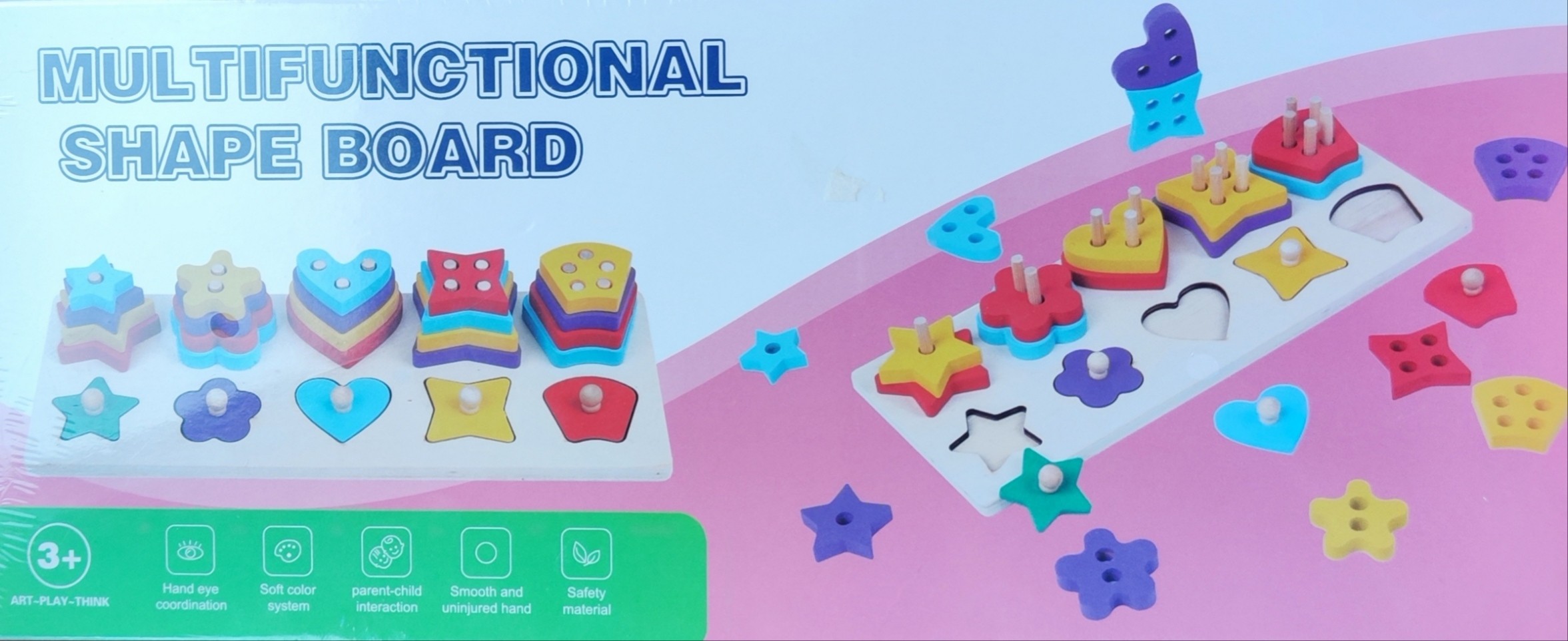 Medinė  montessori daugiafunkcinė lenta ''Shape board''