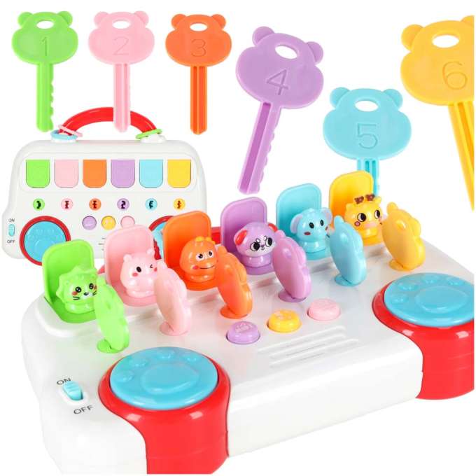 Interaktyvus mokomasis   autobusiukas  su raktais ir iššokančiais gyvūnais