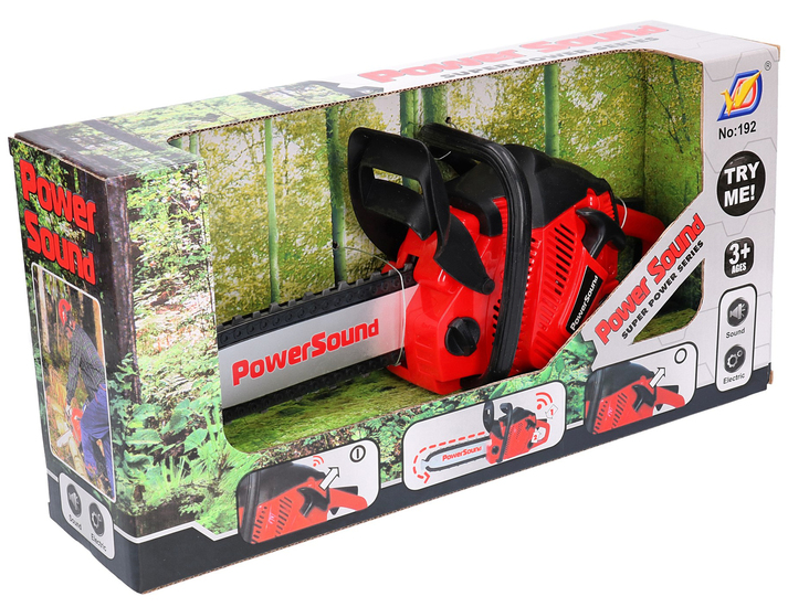 Interaktyvus pjūklas su judančia grandine