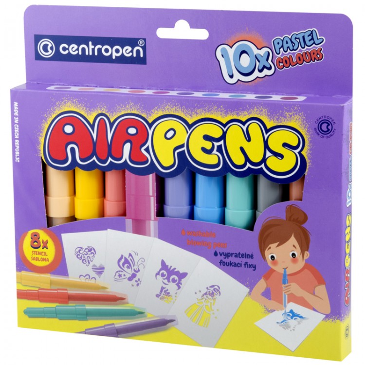 Flomasteriai AIRPEN  10sp su trafaretais