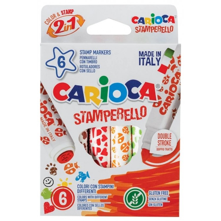 Flomasteriai Carioca  6 spalvų su anspaudukais